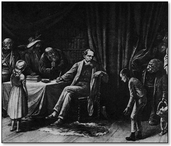 Dickens Surrounded by Characters from His Books
